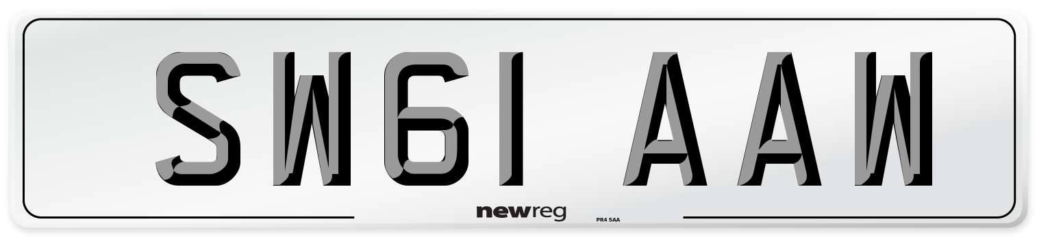 SW61 AAW Number Plate from New Reg